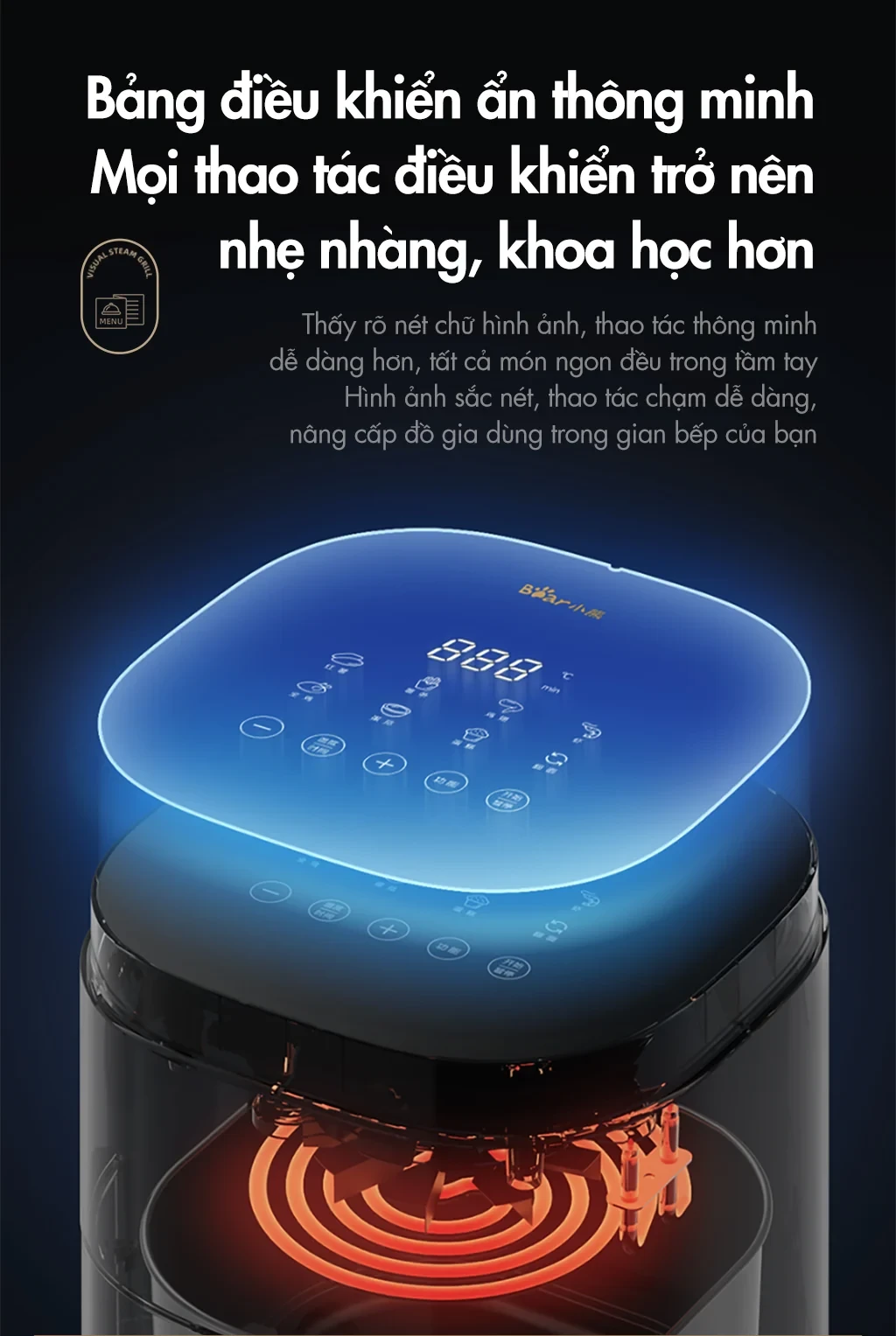 Nồi chiên không dầu Bear QZG-F15E3 Smart-link Việt Nam