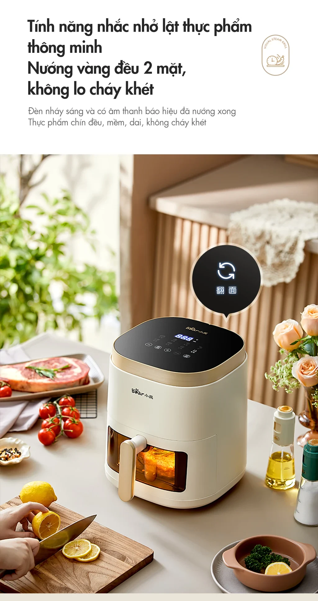 Nồi chiên không dầu Bear QZG-F15E3 Smart-link Việt Nam