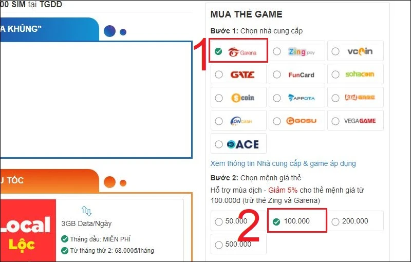 Cách mua thẻ cào, thẻ game khuyến mãi tại Thế Giới Di Động đơn giản - Thegioididong.com