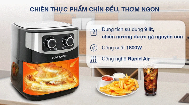 Nồi chiên không dầu Sunhouse SHD4035 9 lít