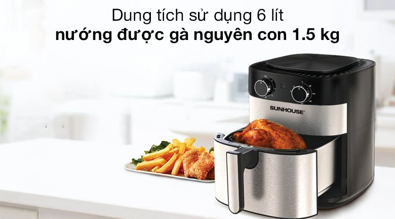 Nồi chiên không dầu Sunhouse 6L cho bữa ăn lành mạnh