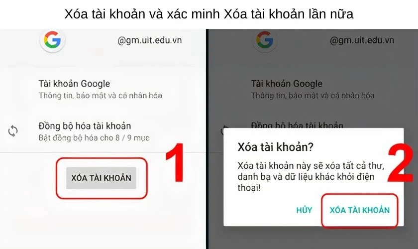 Cách xóa tài khoản Google trên điện thoại Android, iPhone