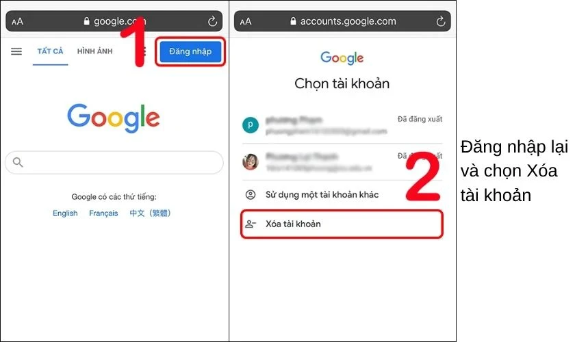 Cách xóa tài khoản Google trên điện thoại Android, iPhone